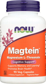 NOW Foods Magtein L-треонат магния для поддержки когнитивных функций  90 растительных капсул