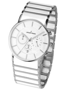 Мужские наручные часы с браслетом мужские наручные часы с белым браслетом Jacques Lemans 1-1815B York Mens Chronograph 42mm 5 ATM