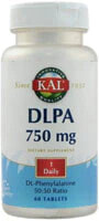 Аминокислоты Kal DLPA DL-Phenylalanine  DL-фенилаланин 750 мг 60 таблеток