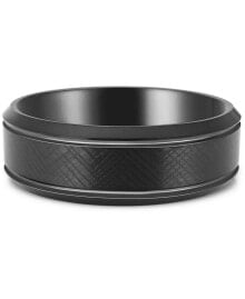 Кольцо Macy's Textured Bevel Edge Band Black Tantalum купить в интернет-магазине