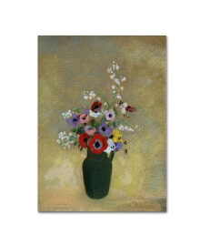 Odilon Redon 'Large Green Vase With Mixed Flowers' Canvas Art - 32