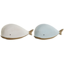 Decorative Figure Home ESPRIT White Sky blue Whale 32 x 9 x 13 cm (2 Units)