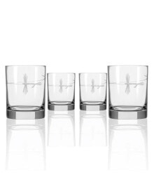 Rolf Glass fly Fishing Double Old Fashioned 14Oz - Set Of 4 Glasses