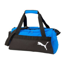 Мужская спортивная сумка синяя черная текстильная средняя для тренировки с ручками через плечо  Bag Puma TeamGOAL 23 size S 076857-02
