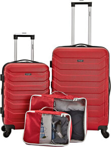 Мужской чемодан пластиковый синий комплект из 4 штук Wrangler 4 Piece Luggage and Packing Cubes Set, Shark