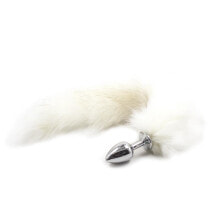 Metal Butt Plug 7 cm with Tail Velvet Touch 40 cm White