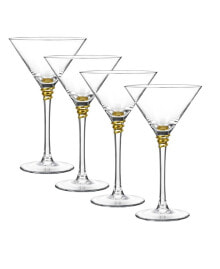 Qualia Glass helix Gold Martini Glasses, Set Of 4