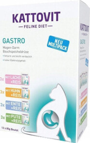 Купить влажные корма для кошек Kattovit: Kattovit KATTOVIT GASTRO Zestaw na układ pokarmowy 12x85g dla kota