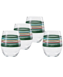 Fiesta tropical Stripes 15-Ounce Stem Less Wine Glass, Set of 4