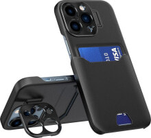 Hurtel Leather Stand Case etui do iPhone 14 Pro pokrowiec portfel na kartę z podstawką czarne