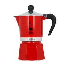 Italian Coffee Pot Bialetti Rainbow 6 Cups Red Aluminium