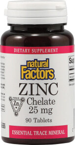Zinc natural Factors Zinc Chelate -- 25 mg - 90 Tablets