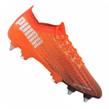 Мужская спортивная обувь для футбола мужские футбольные бутсы оранжевые с шипами Puma Ultra 1.1 MX SG M 106076-01 football boots