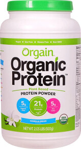 Сывороточный протеин Orgain Organic Protein Безглютеновый растительный протеиновый порошок - 5 г органических волокон  21 г белков  5 г чистых углеводов Ванильный вкус  920 г