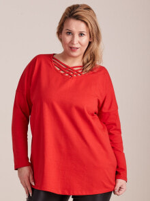 Женские блузки и кофточки Женская блузка свободной посадки с длинным рукавом красная Factory Price