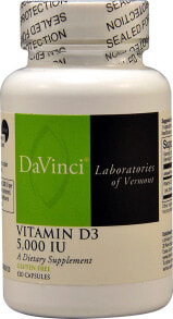 Витамин D DaVinci Laboratories Vitamin D3 -- Витамин D3 - 5000 МЕ - 120 капсул
