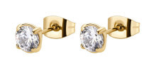 Ювелирные серьги desideri BEIE008 shiny gold-plated earrings with zircons