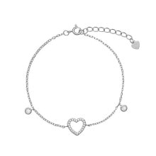 Купить женские браслеты-цепочки AGAIN Jewelry: Silver bracelet with a heart and zircons AJNR0012