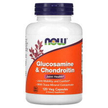 NOW Glucosamine & Chondroitin with MSM глюкозамин, хондроитин и МСМ для здоровья суставов 180 растительных капсул