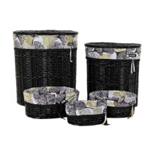 Basket set DKD Home Decor Black Multicolour wicker 51 x 37 x 56 cm 5 Pieces