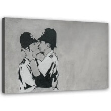 Leinwandbilder Banksy Polizisten küssen