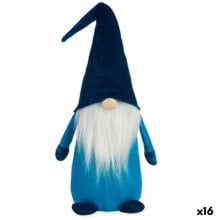 Decorative Figure Gnome Blue White Polyester Wood Sand 14 x 48 x 17,5 cm (16 Units)