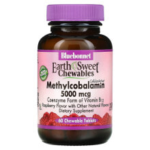 Bluebonnet Nutrition, EarthSweet Chewables, Methylcobalamin, Raspberry , 1,000 mcg, 60 Chewable Tablets