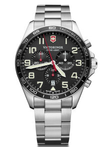 Мужские наручные часы с серебристым браслетом Victorinox 241855 Fieldforce Chrono Mens 42mm 10ATM