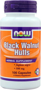 Витамины и БАДы для укрепления иммунитета NOW Black Walnut Hulls Скорлупа черного ореха 500 мг 100 капсул