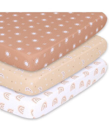 The Peanutshell pack n Play, Mini Crib, Portable Crib or Fitted Playard Sheets for Baby Girl or Boy, 3 Pack Set, Clay, Rust, and White Boho
