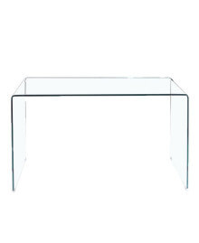 Simplie Fun glass Console Table, Transparent Tempered Glass Console Table with Rounded Edges Desks, Sofa