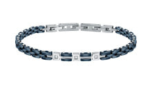 Мужской браслет глидерный стальной черный Morellato Timeless mens bicolor bracelet with diamonds SAUK04