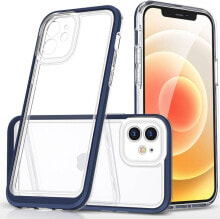 Hurtel Clear 3in1 etui do iPhone 12 żelowy pokrowiec z ramką niebieski