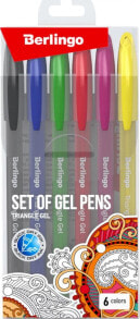 Письменные ручки berlingo Berlingo, Zestaw długopisów żelowych żelowych, color, 6szt, 0.5mm, Triangle gel