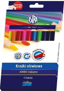 Цветные карандаши для рисования для детей Astra Kredki oĹ‚Ăłwkowe trĂłjkÄ…tne Jumbo 12 kolorĂłw