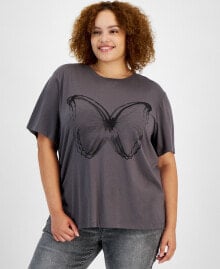 Trendy Plus Size Butterfly Short-Sleeve T-Shirt купить онлайн