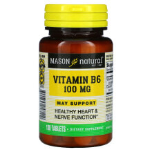 Витамины группы В Mason Natural, Vitamin B6, 100 mg, 100 Tablets
