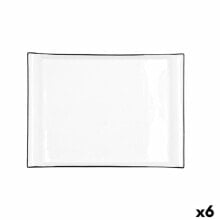 Snack tray Quid Gastro White Black Ceramic 31 x 23 cm (6 Units)