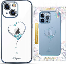 Kingxbar Etui silikonowe z kryształami Swarovski Kingxbar Wish Series do iPhone 15 - niebieskie