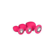 Плаг или анальная пробка EasyToys 3 Pieces Butt Plug Set with Crystal Silicone Pink