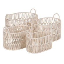 Set of Baskets White Rope 50 x 36 x 36 cm (4 Units)
