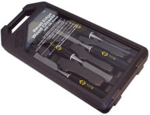 Chisels c.K Tools T1180 - Chisel set - Bevelled edge - Steel - Black/Yellow - Box