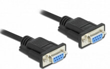 Serial Cable RS-232 D-Sub 9 female to female null modem with narrow plug housing - Full Handshaking - 10 m - Black - 10 m - DB-9 - DB-9 - Female - Female