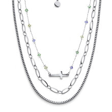 Ювелирные колье luxury triple necklace made of Eternal 12256 steel