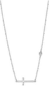 Женские кулоны и подвески Designer silver necklace with a cross and clear zircon LP1918-1 / 1