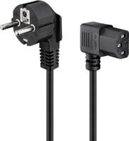 Angled IEC Cord on Both Sides - 1.8 m - Black - 1.8 m - Power plug type F - C13 coupler - H05VV-F3G - 250 V