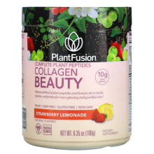 Коллаген плэнтФьюжэн, Collagen Beauty, комплекс с растительными пептидами, клубничный лимонад, 180 г (6,35 унций)