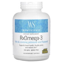 Рыбий жир и Омега 3, 6, 9 Natural Factors, WomenSense, RxOmega-3, 120 мягких таблеток Enteripure