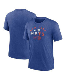 Nike men's Heather Royal New York Mets Rewind Review Slash Tri-Blend T-shirt