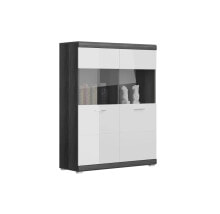 Highboard Weiß Hochglanz & Korpus Grau